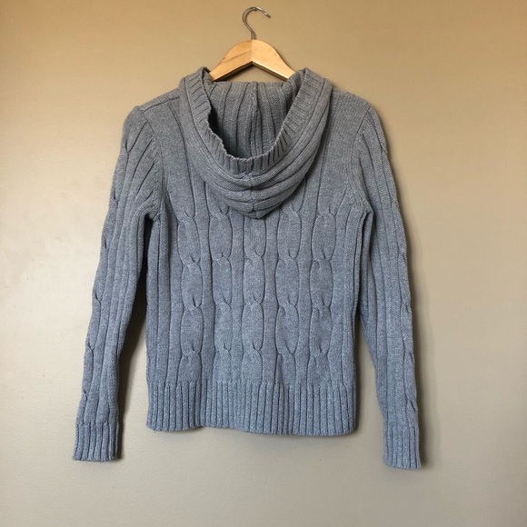 Heather Gray Cable Knit Sweater Hoodie - Picture 2 of 6